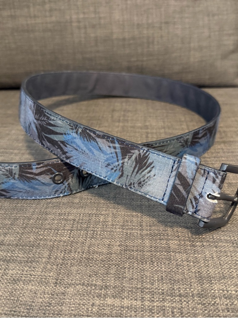 Men's Travis Mathew Blue Palm-Print Canvas Belt